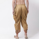 Men Golden & Maroon Solid Dupion Silk Dhoti Pants