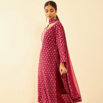 Ethnic Motifs Printed Sequined & Gotta Patti Unstitched Dress Material